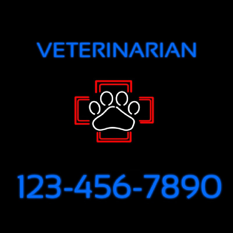 Veterinarian With Phone Number Enseigne Néon