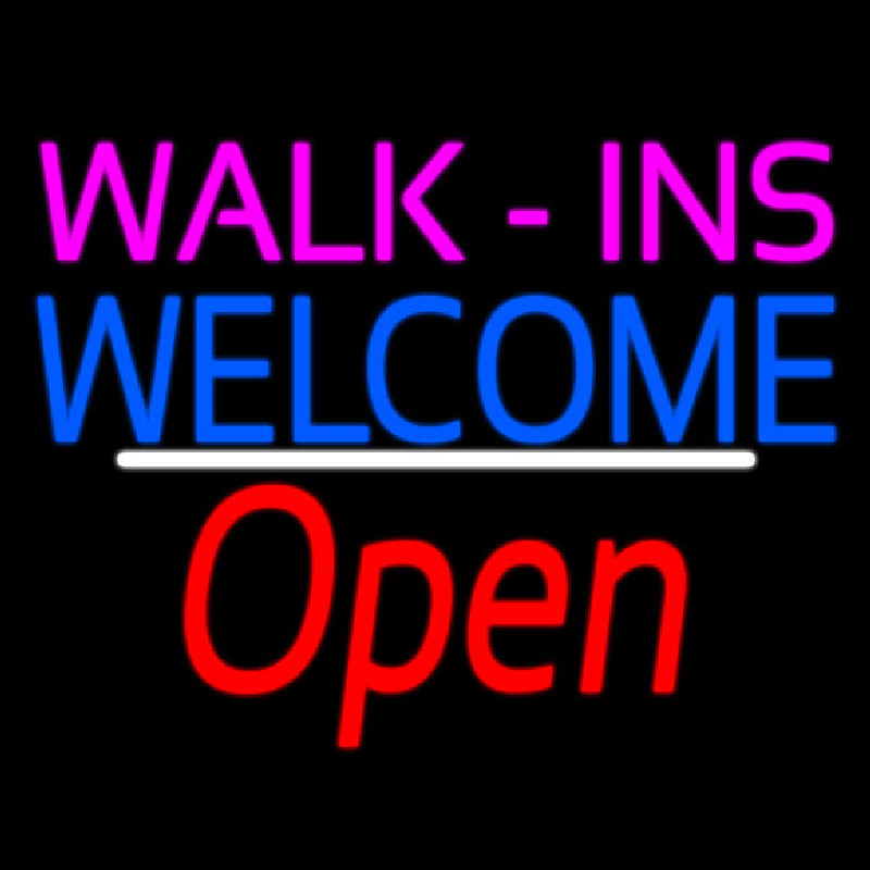 Walk Ins Welcome Open White Line Enseigne Néon