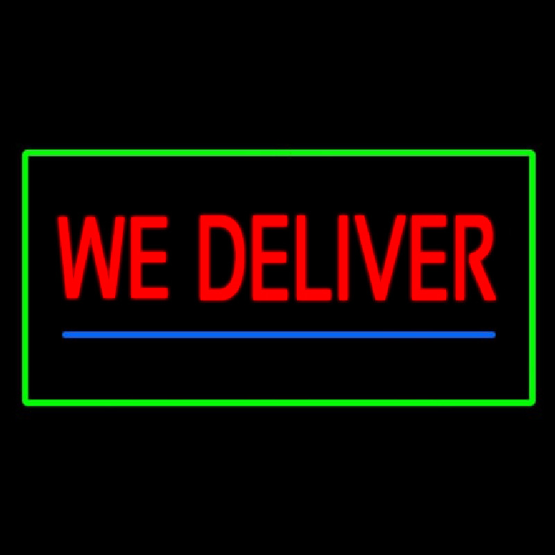 We Deliver Rectangle Green Enseigne Néon