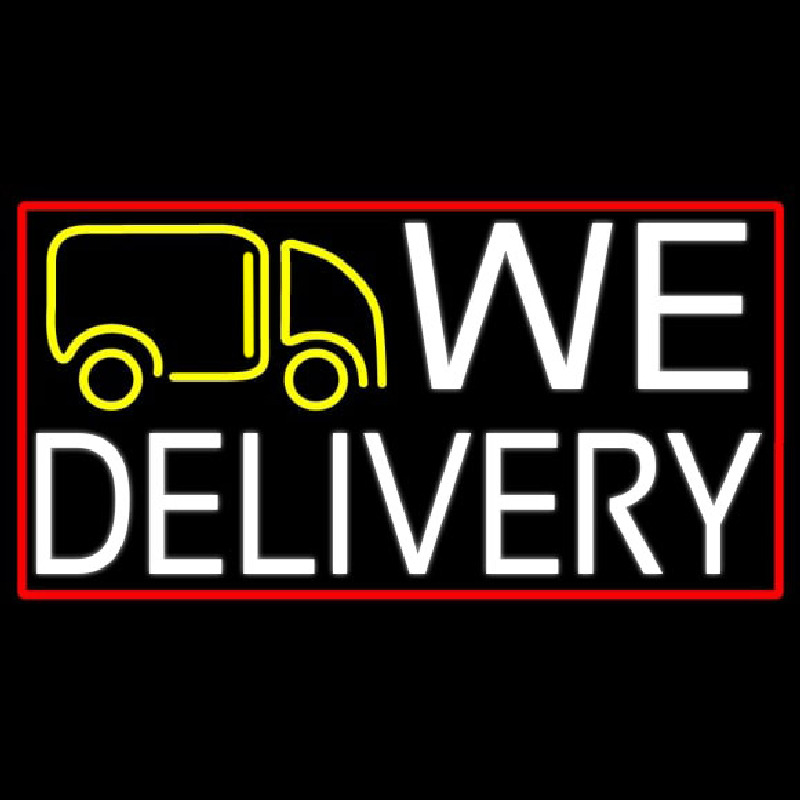 We Deliver Van With Red Border Enseigne Néon