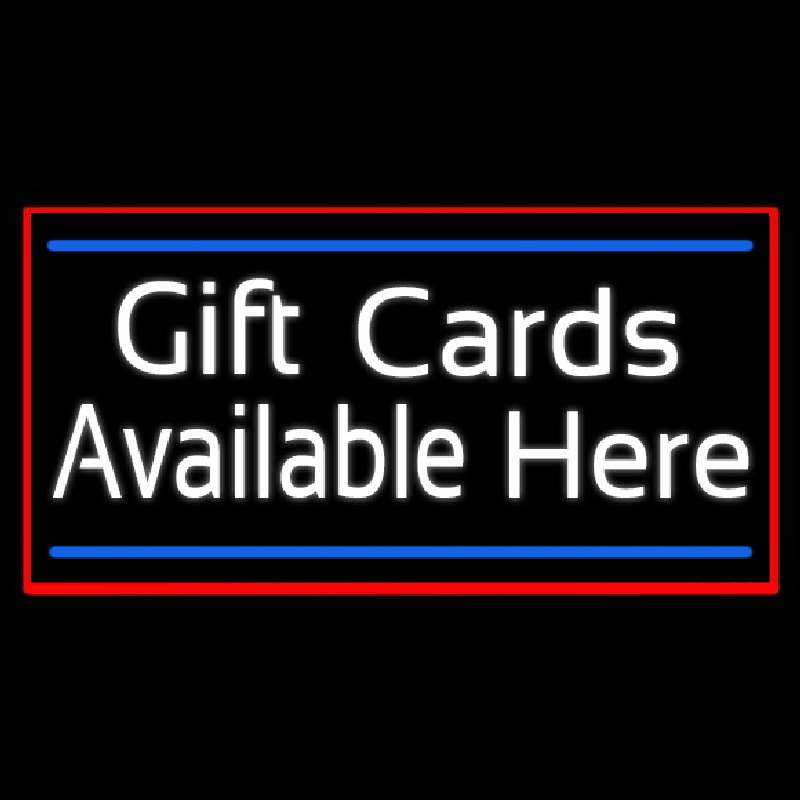 White Gift Cards Available Here Blue Line Enseigne Néon