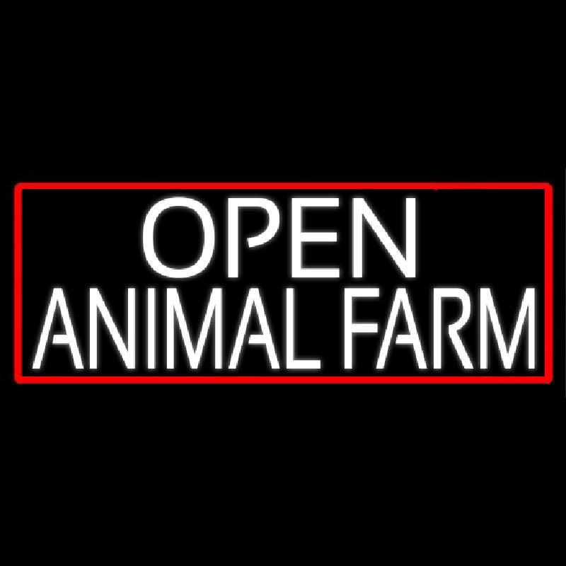 White Open Animal Farm With Red Border Enseigne Néon