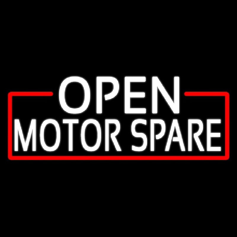 White Open Motor Spare With Red Border Enseigne Néon