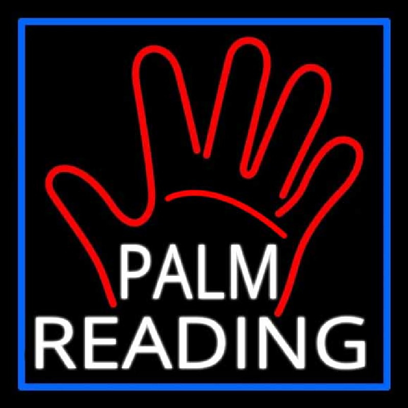 White Palm Reading Blue Border Enseigne Néon