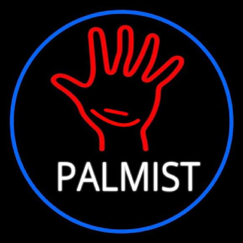 White Palmist Red Palm Blue Border Enseigne Néon