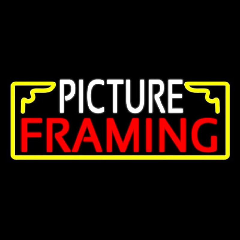 White Picture Framing With Frame Logo Enseigne Néon