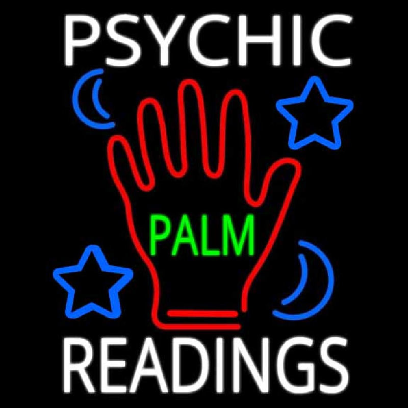 White Psychic Readings Green Palm With Logo Enseigne Néon