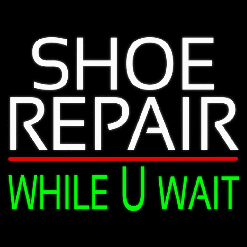 White Shoe Repair Green While You Wait Enseigne Néon