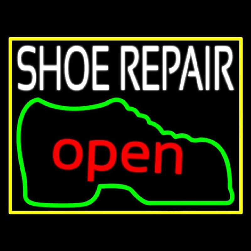 White Shoe Repair Open Enseigne Néon