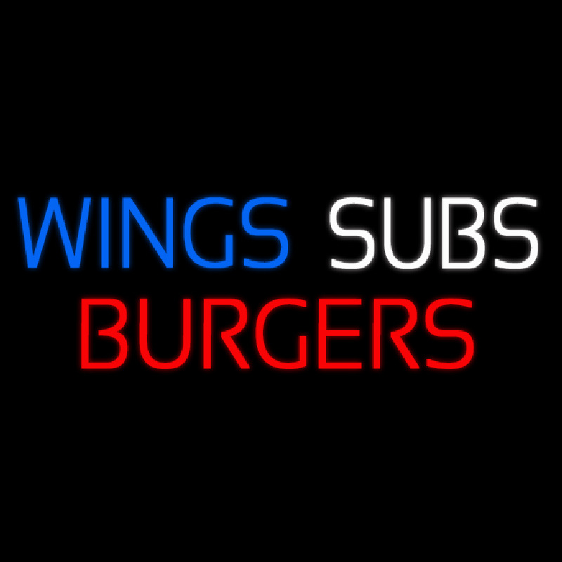 Wings Subs Burgers Enseigne Néon