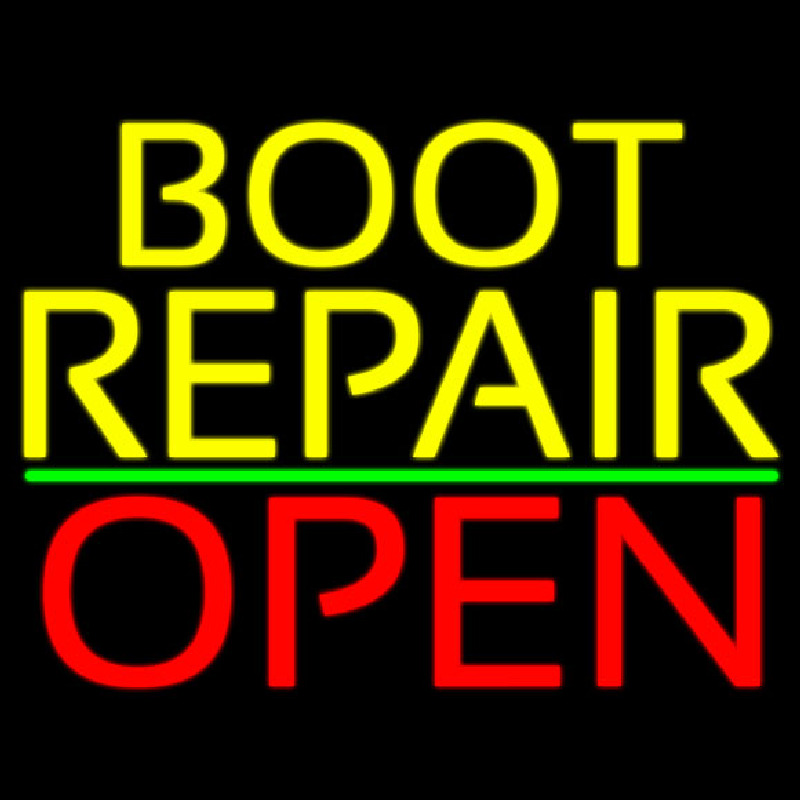 Yellow Boot Repair Open Enseigne Néon