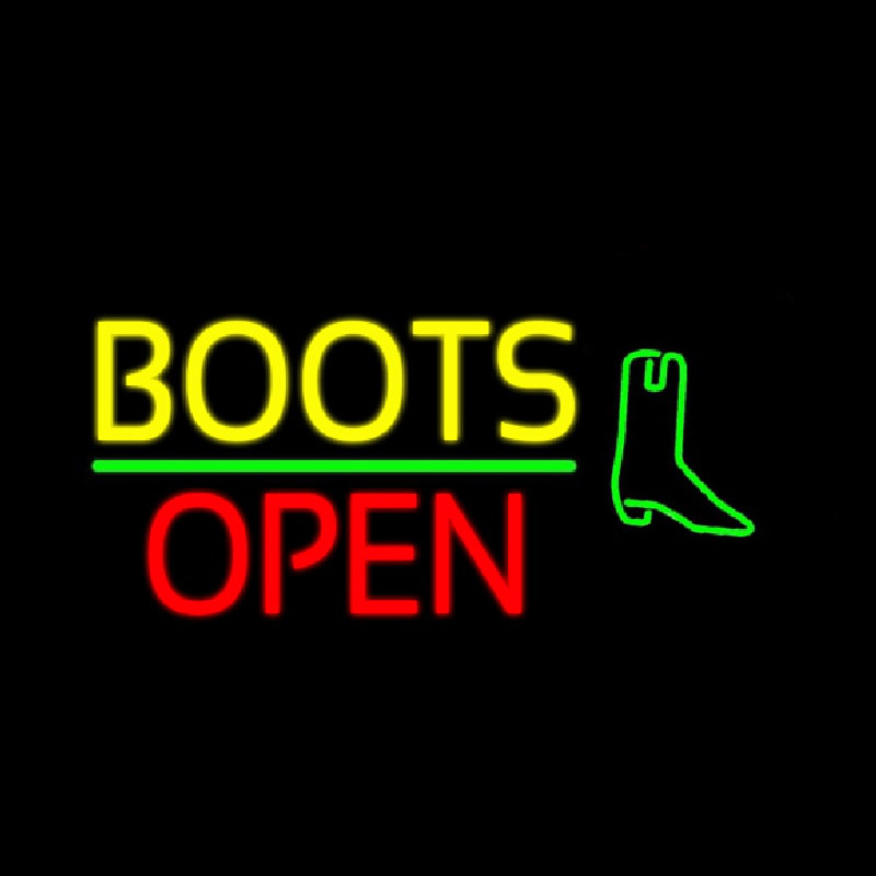 Yellow Boots Open With Logo Enseigne Néon