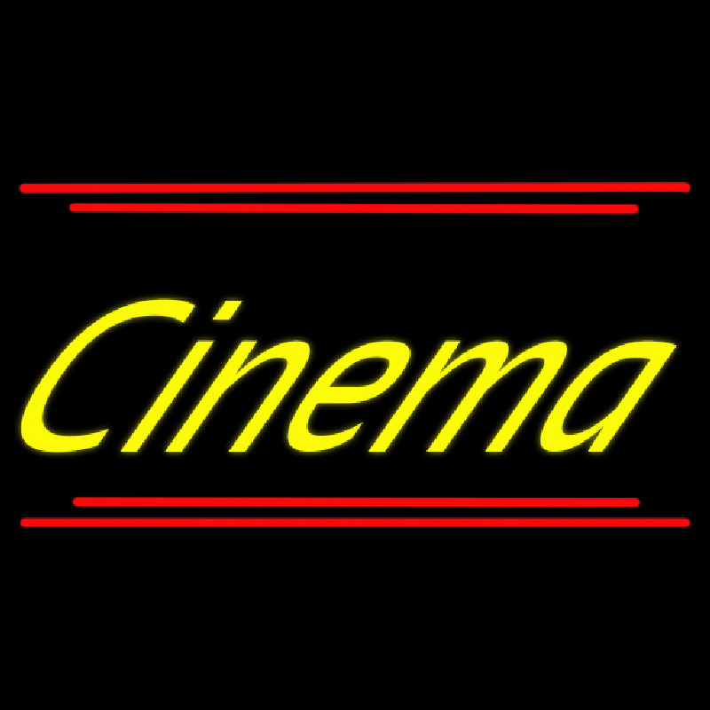 Yellow Cursive Cinema With Line Enseigne Néon