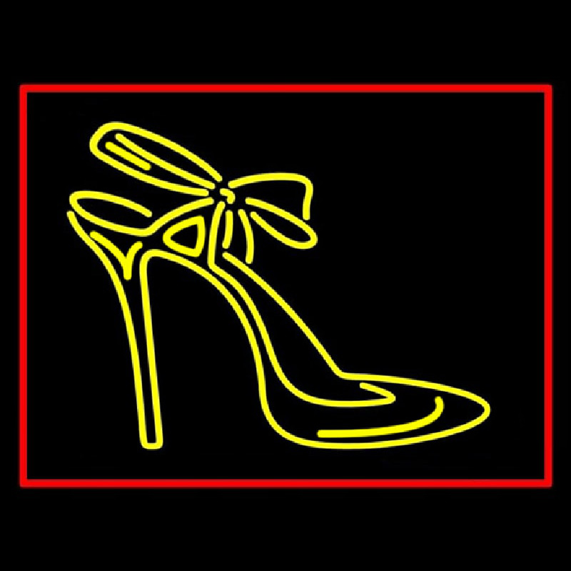 Yellow High Heels With Ribbon Enseigne Néon