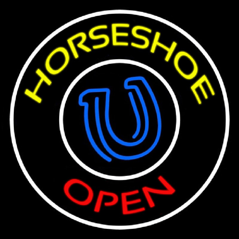 Yellow Horseshoe Open Enseigne Néon