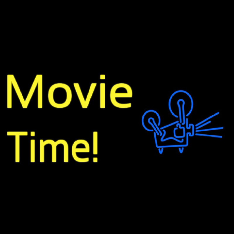 Yellow Movie Time With Logo Enseigne Néon