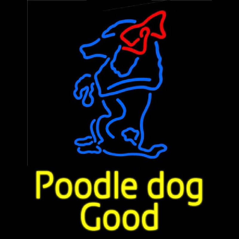 Yellow Poodle Dog Blue Logo Enseigne Néon