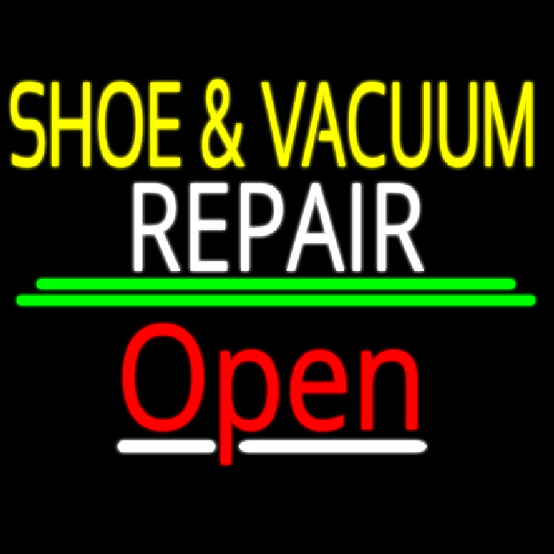 Yellow Shoe And Vacuum White Repair Open Enseigne Néon