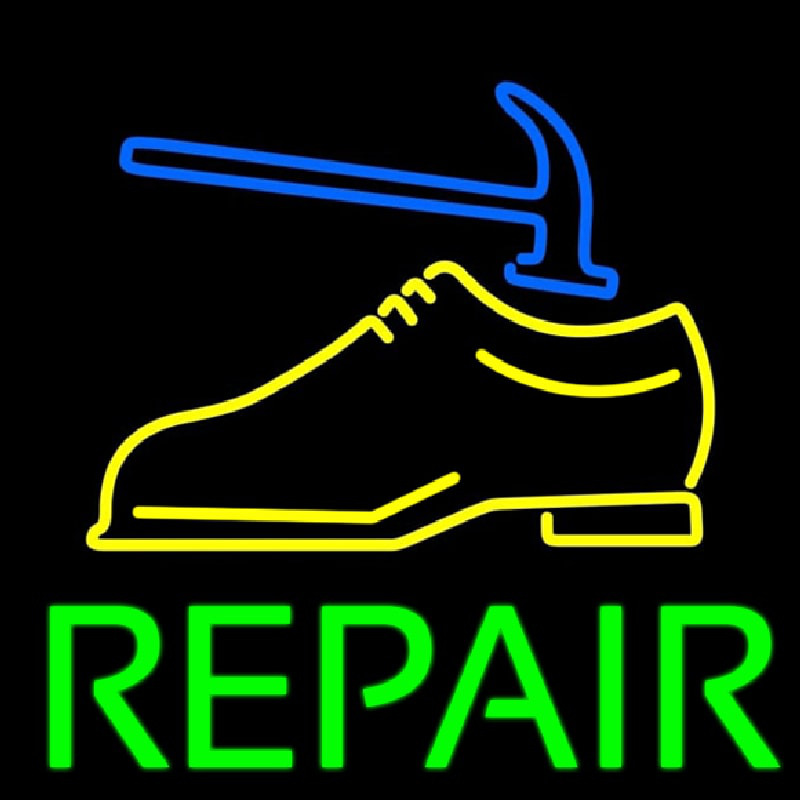 Yellow Shoe Green Repair Enseigne Néon