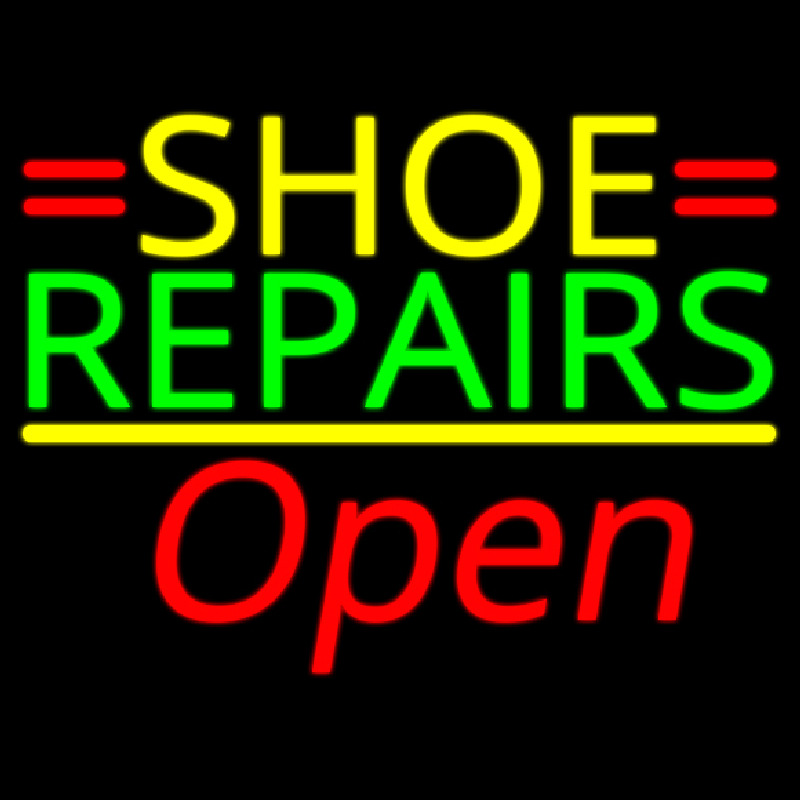 Yellow Shoe Green Repairs Open Enseigne Néon