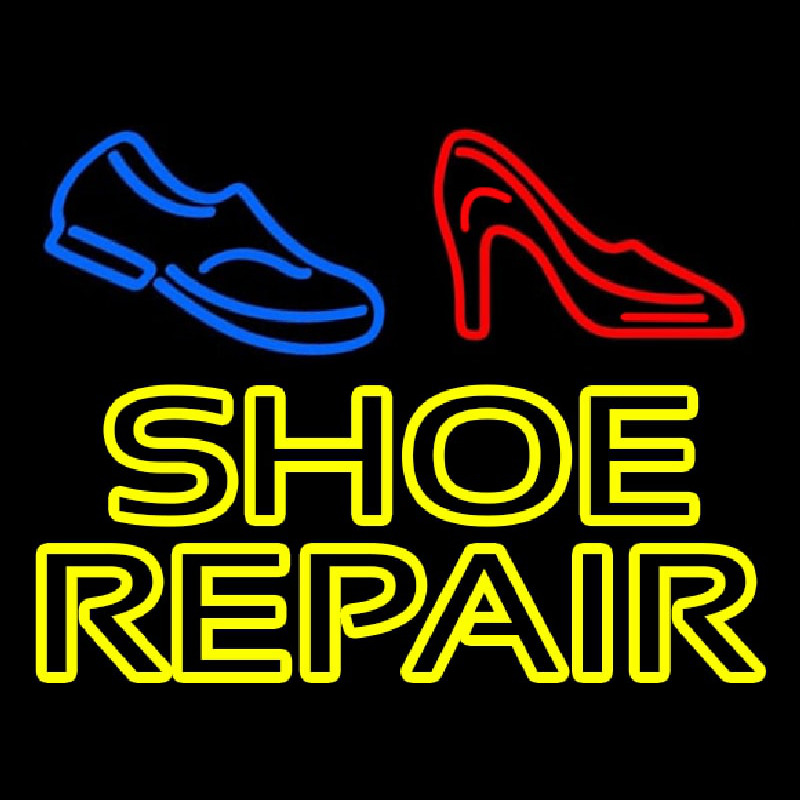 Yellow Shoe Repair With Sandal Shoe Enseigne Néon