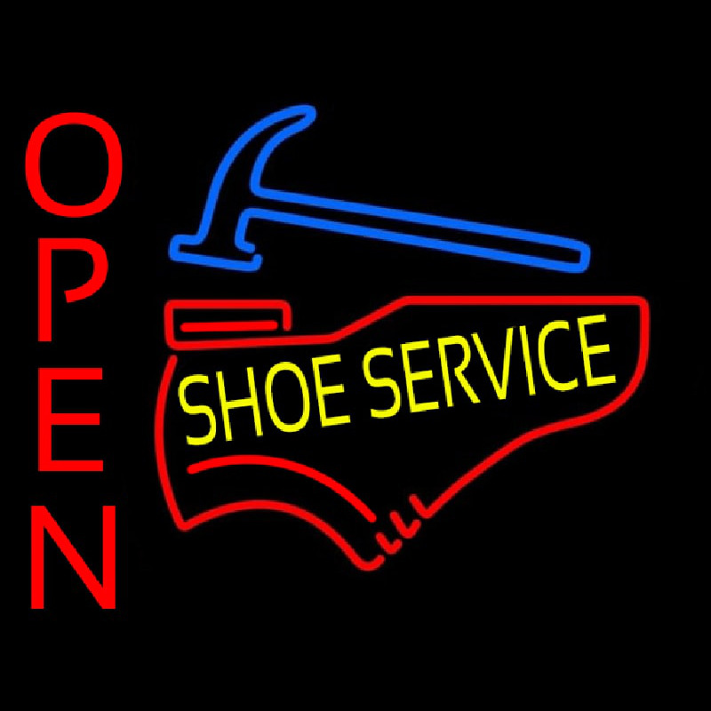 Yellow Shoe Service Open Enseigne Néon