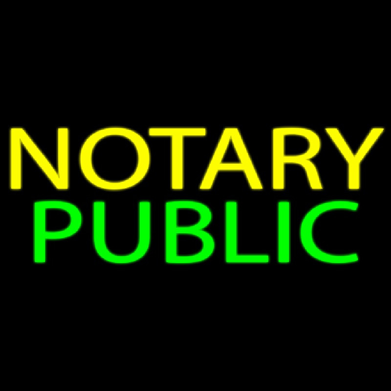 Yellow Green Notary Public Enseigne Néon