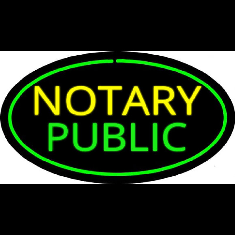 Oval Green Notary Public Enseigne Néon