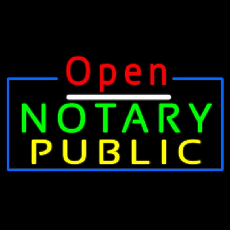 Red Open Notary Public Blue Border Enseigne Néon