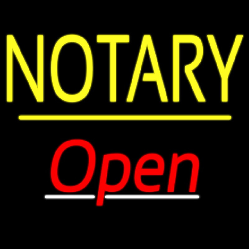 Notary Open Yellow Line Enseigne Néon