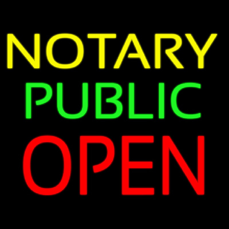 Yellow Notary Public Open Enseigne Néon