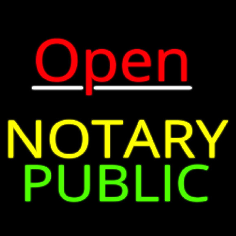 Red Open Notary Public Enseigne Néon