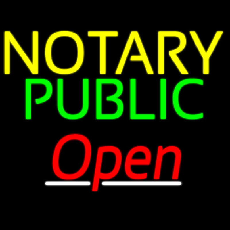 Notary Public Red Open Enseigne Néon