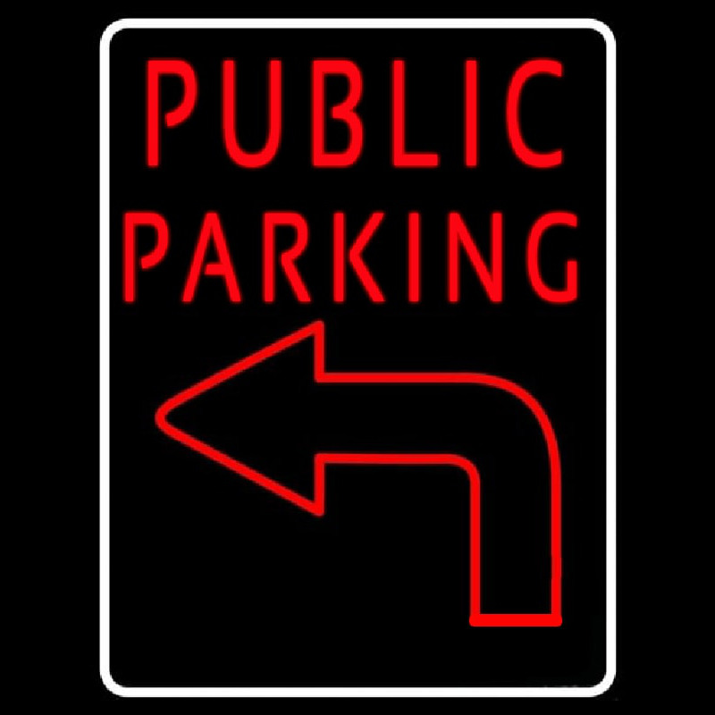 Public Parking With Arrow Enseigne Néon