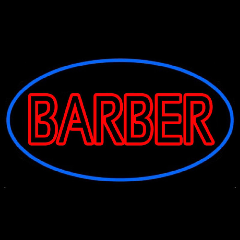 Double Stroke Barber With Blue Border Enseigne Néon