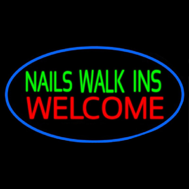 Green Nails Walk Ins Welcome Enseigne Néon