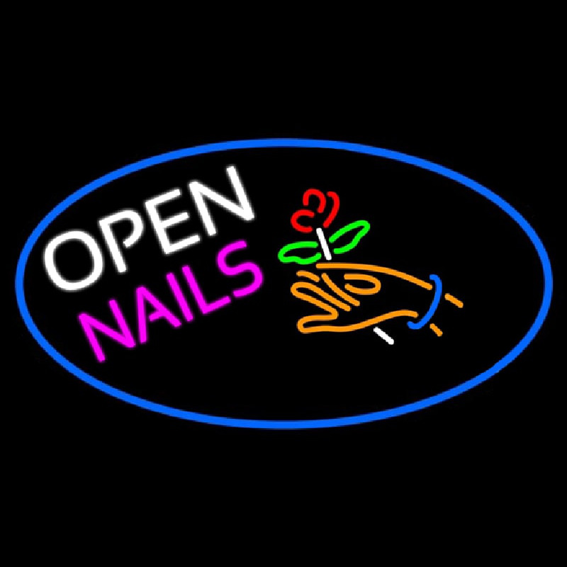 Nails Open Logo Enseigne Néon