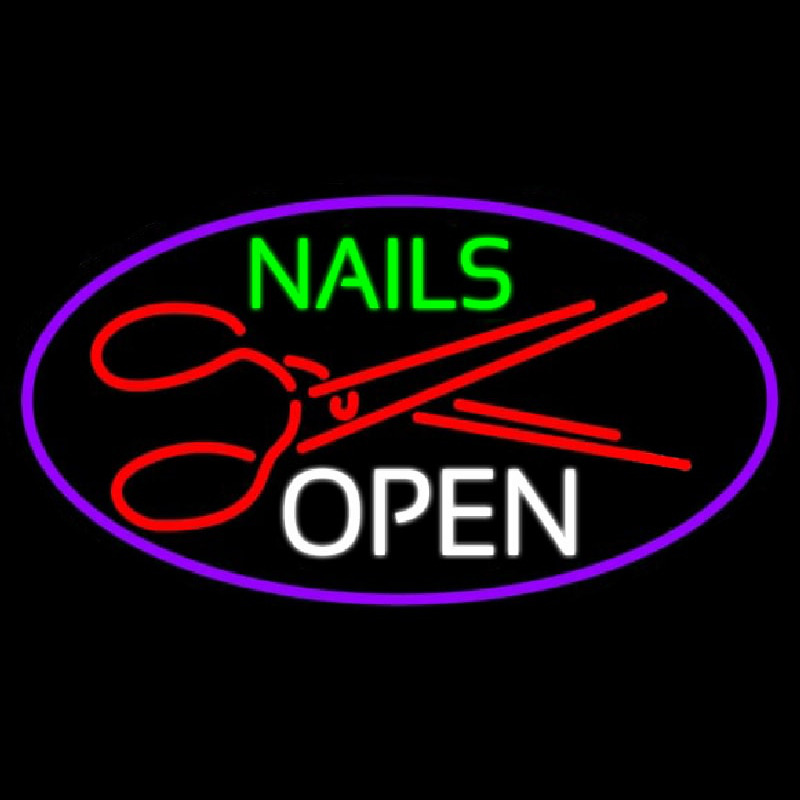 Nails Open With Scissors Enseigne Néon