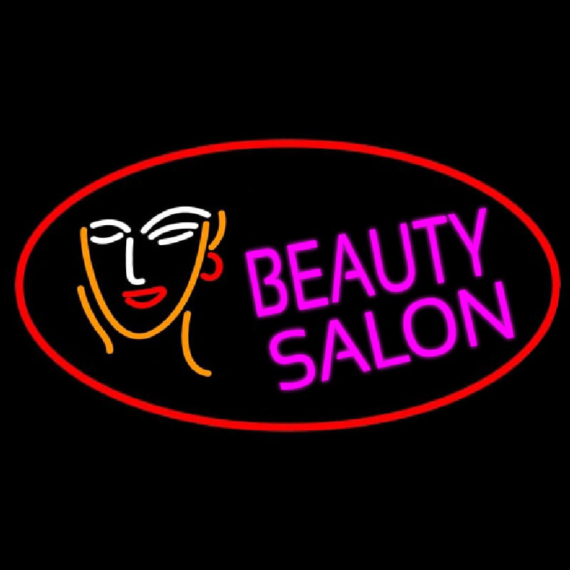 Red Beauty Salon With Girl Enseigne Néon