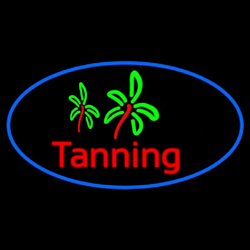 Red Tanning With Palm Tree Enseigne Néon