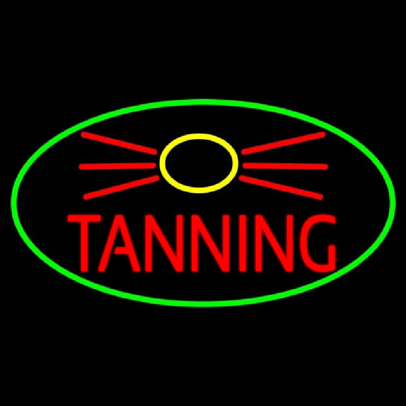 Red Tanning With Sun Logo Enseigne Néon