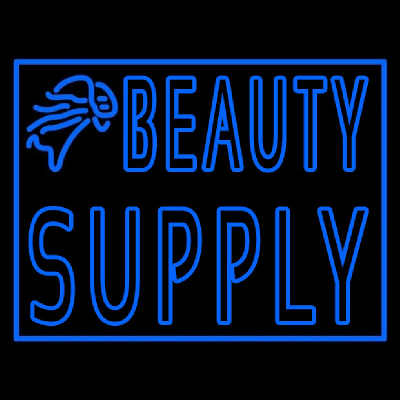 Double Stroke Blue Beauty Supply Enseigne Néon