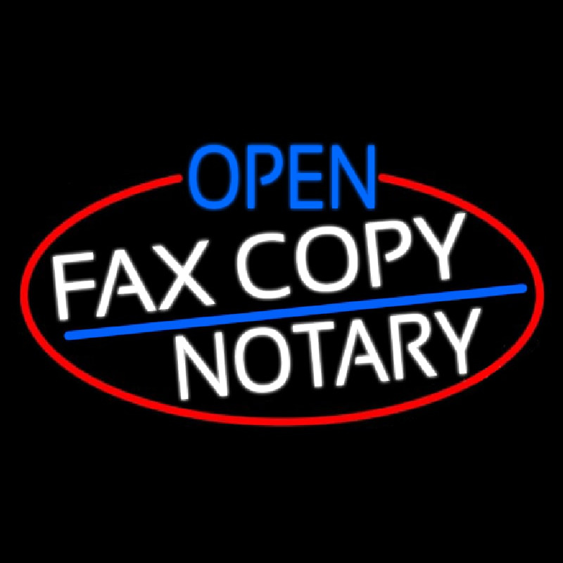 Open Fa  Copy Notary Oval With Red Border Enseigne Néon