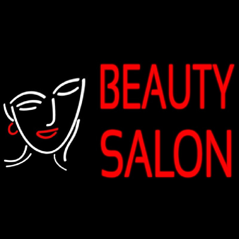 Red Beauty Salon With Girl Enseigne Néon