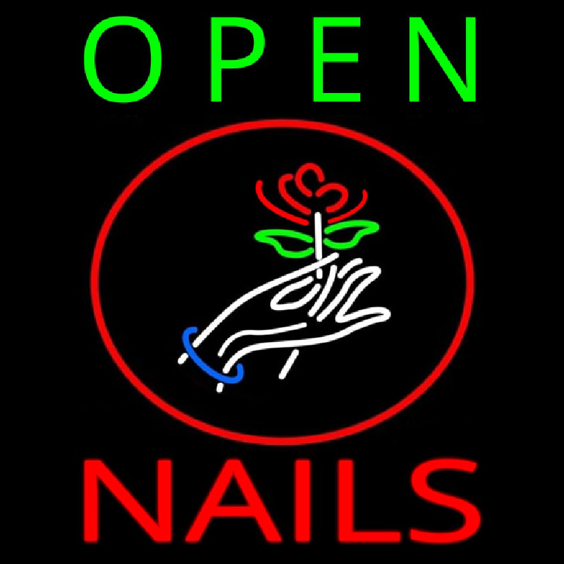 Nails Open Logo Enseigne Néon