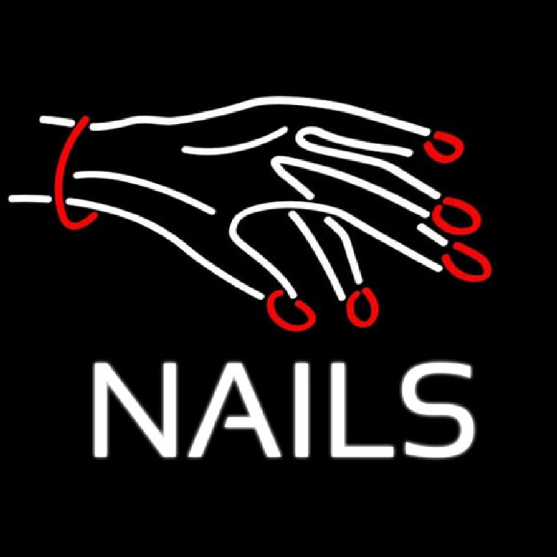 Nails With Hand Logo Enseigne Néon