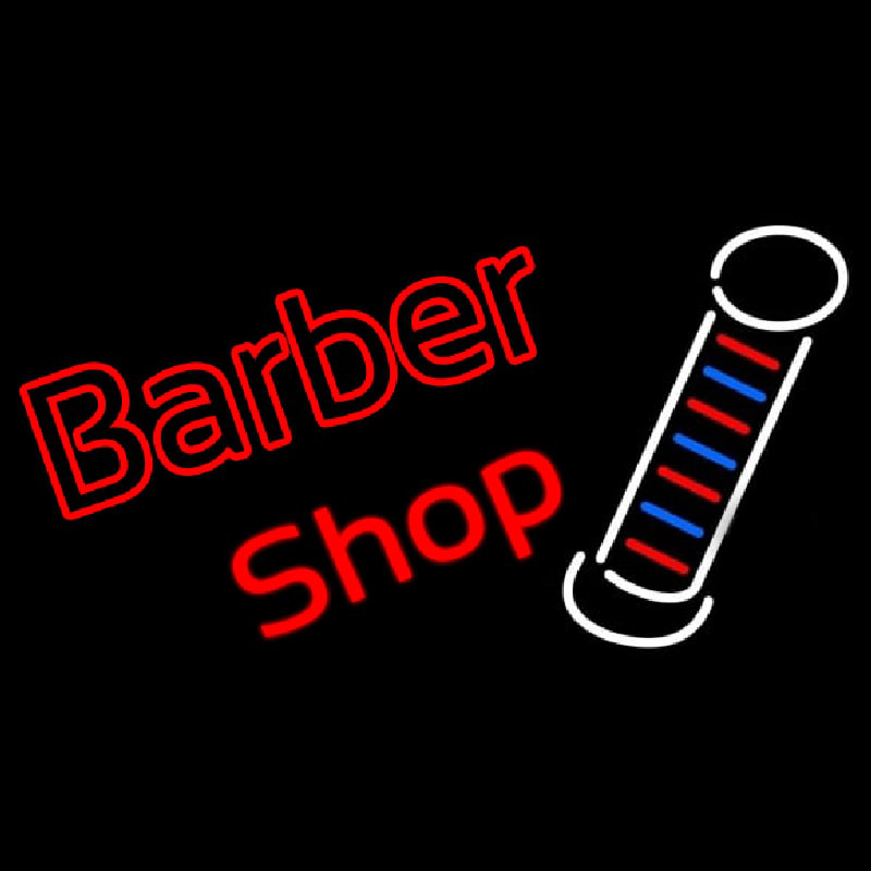 Double Stroke Red Barber Shop Enseigne Néon