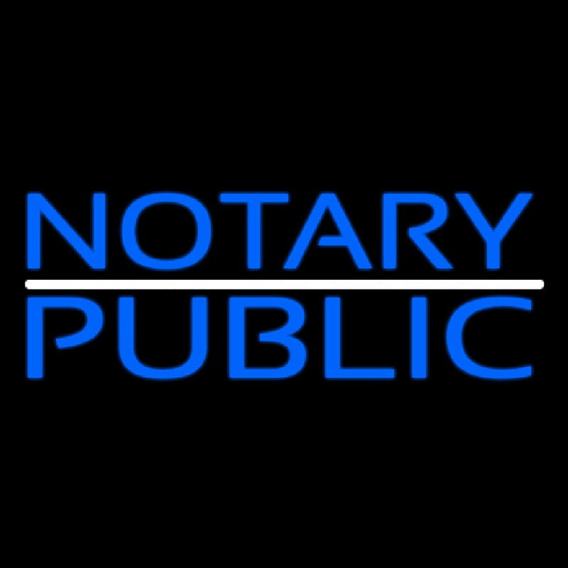 Blue Notary Public With White Line Enseigne Néon