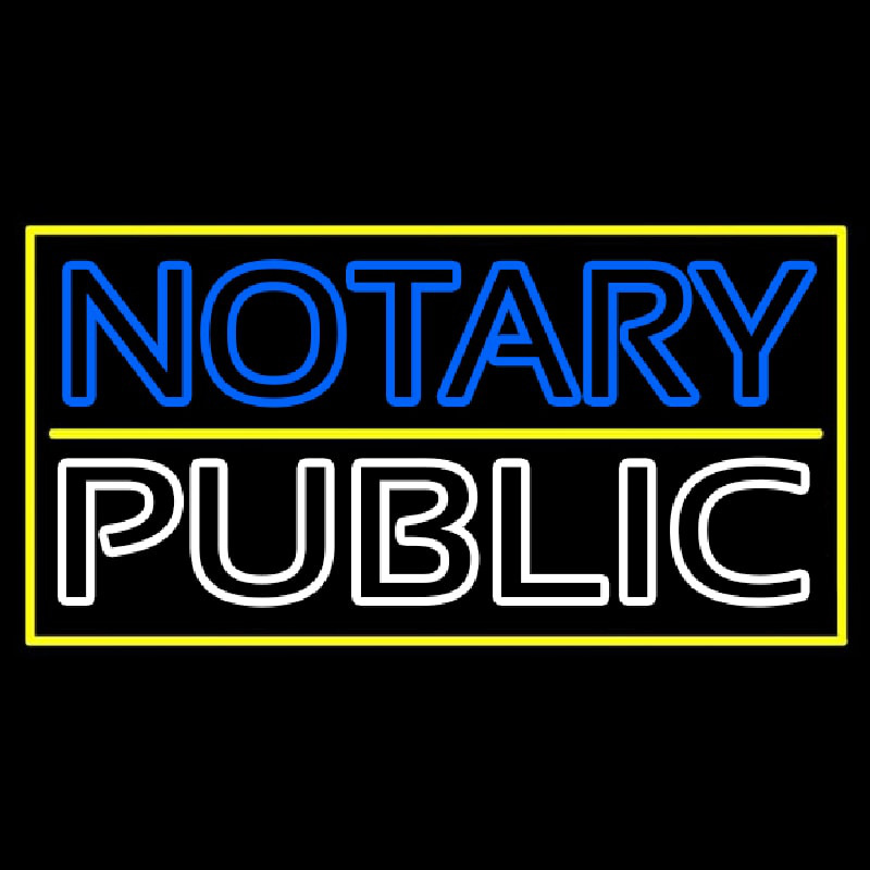 Notary Public With Yellow Border And Line Enseigne Néon