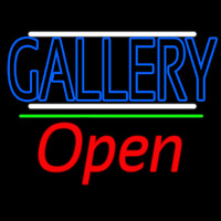 Blue Gallery With White Line With Open 2 Enseigne Néon